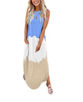 Cut Out Front Tie Dye Maxi Dress Irregular Hem no pocket XD21