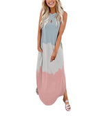 Cut Out Front Tie Dye Maxi Dress Irregular Hem no pocket XD21