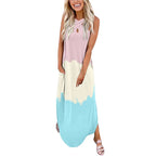 Cut Out Front Tie Dye Maxi Dress Irregular Hem no pocket XD21