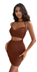 Cut Out Waist Mini Bodycon Dress XD21