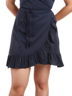 Cute Frill Solid Wrap Mini Dress XD21