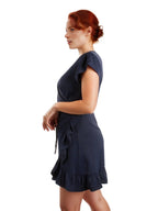 Cute Frill Solid Wrap Mini Dress XD21