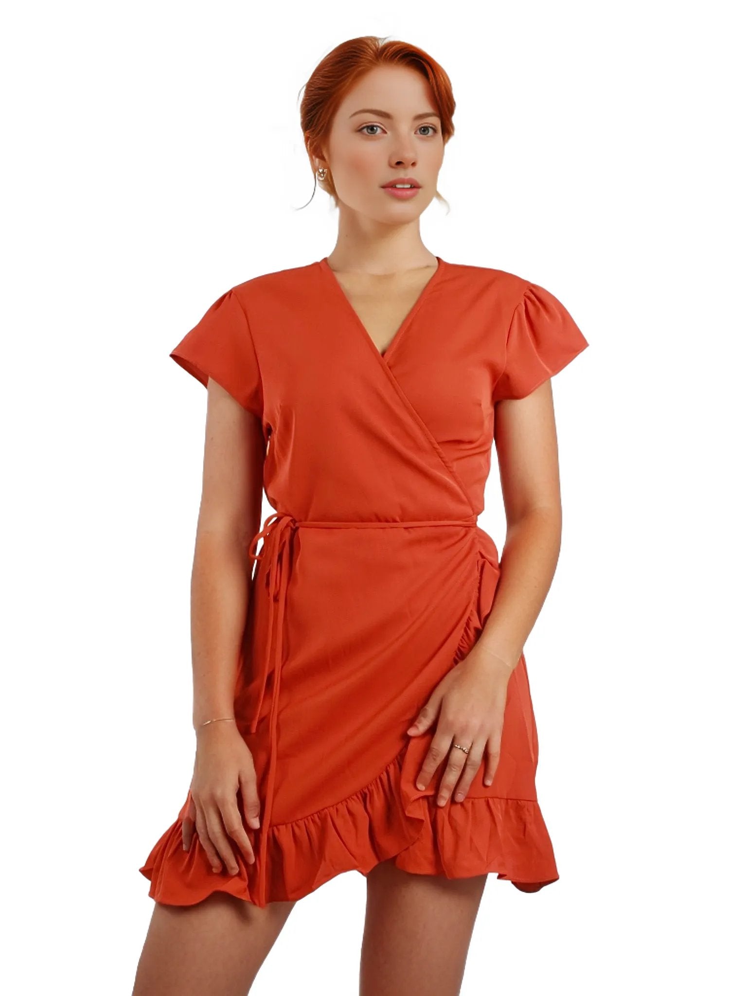 Cute Frill Solid Wrap Mini Dress XD21