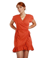 Cute Frill Solid Wrap Mini Dress XD21