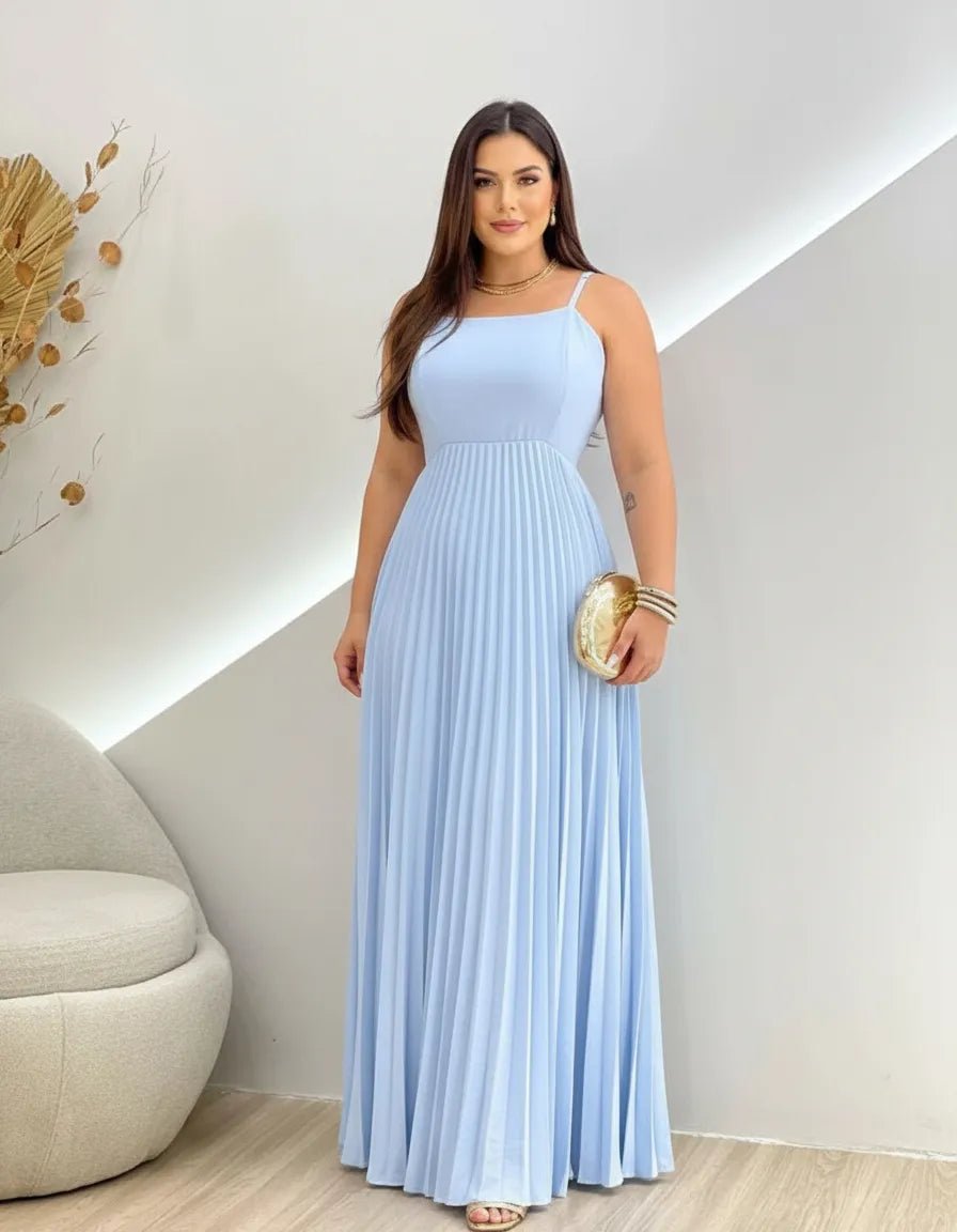 Pleated Spaghetti Strap Maxi Dress