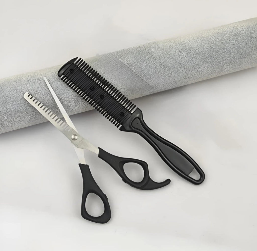 Mixueer Hair Styling Set - Professional Scissors, Comb & Razor Comb Kit
