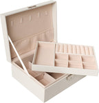 Portable Leather Jewelry Storage Box - Double Layer – Stylish & Functional