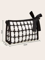 Tweede Check Cosmetic Bag with Bow - Chic & Elegant Organizer