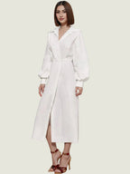 Drop Shoulder Lantern Sleeve Wrap Shirt Dress – Effortless Chic & Comfort