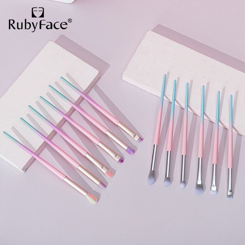 Mofeina Rainbow Makeup Brush Set – 6-Piece Pink Cosmetic Brushes Random