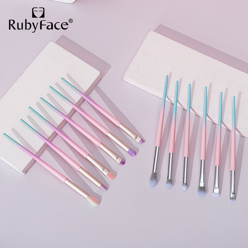 Mofeina Rainbow Makeup Brush Set – 6-Piece Pink Cosmetic Brushes Random