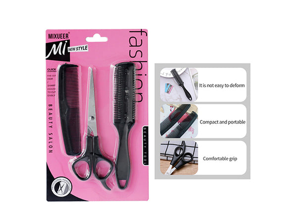 Mixueer Hair Styling Set - Professional Scissors, Comb & Razor Comb Kit