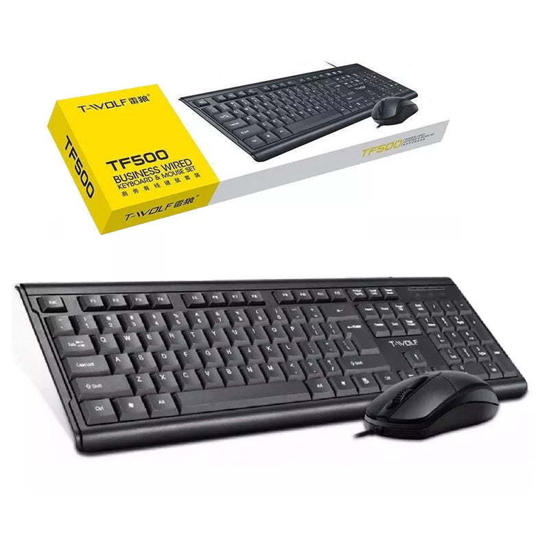T-WOLF TF500 Keyboard and Mouse Combo USB Wired Keyboard
