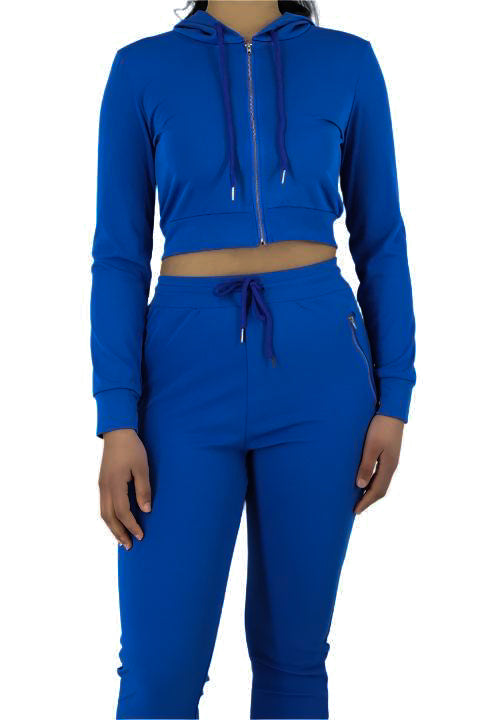 Bright Colour Two Piece Hoodie Zipper Set