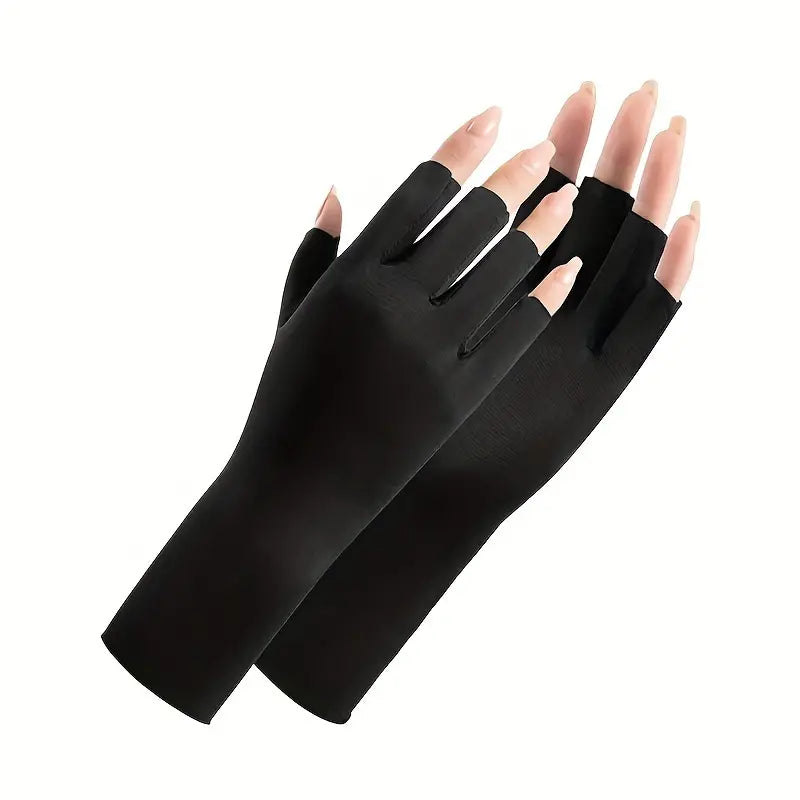 Black UV Nail Lamp Protection Gloves - Shield Your Hands from UV Exposure