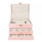 Large Pink Jewelry Organizer Box - Elegant Multi-Layer Storage
