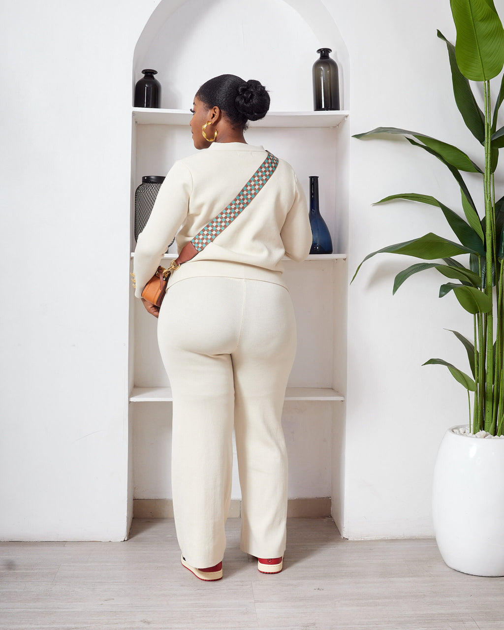 Women’s Button Front Two-Piece Pant Set – Top & Wide Leg Trousers