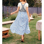 Daisy Dungaree Asymmetrical Maxi Dress XD21