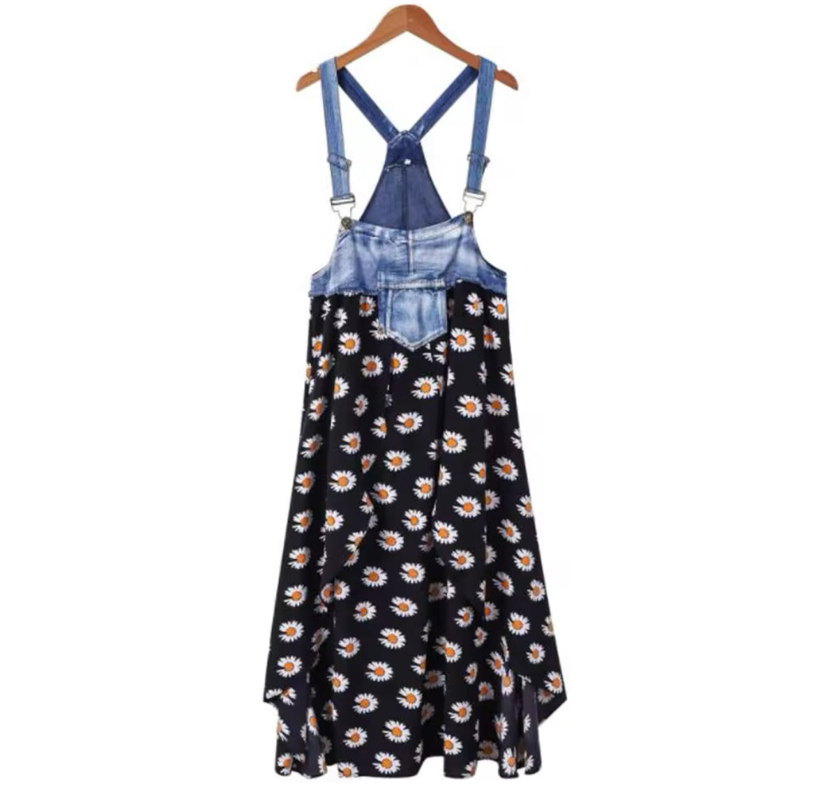 Daisy Dungaree Asymmetrical Maxi Dress XD21