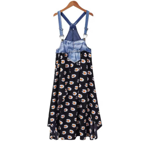 Daisy Dungaree Asymmetrical Maxi Dress XD21
