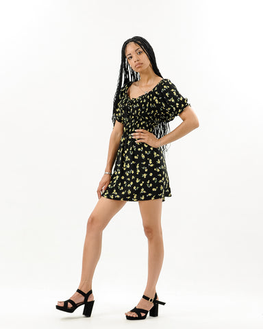 Ditsy Floral Mini Puff Sleeve Dress XD21