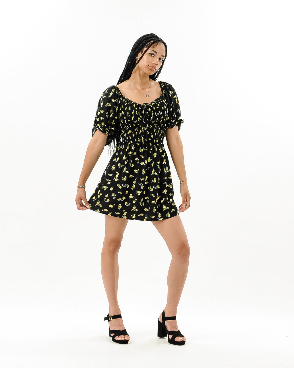 Ditsy Floral Mini Puff Sleeve Dress XD21