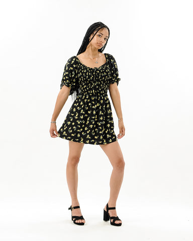 Ditsy Floral Mini Puff Sleeve Dress XD21