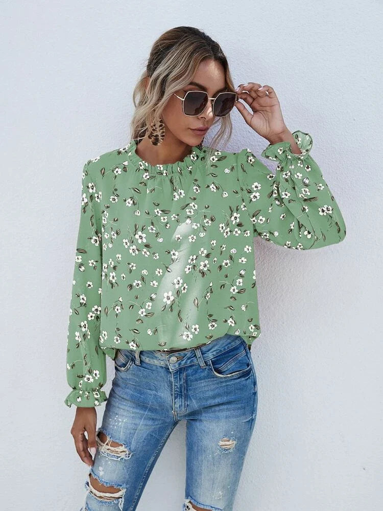 Ditsy Floral Ruffle sleeve blouse - XD21