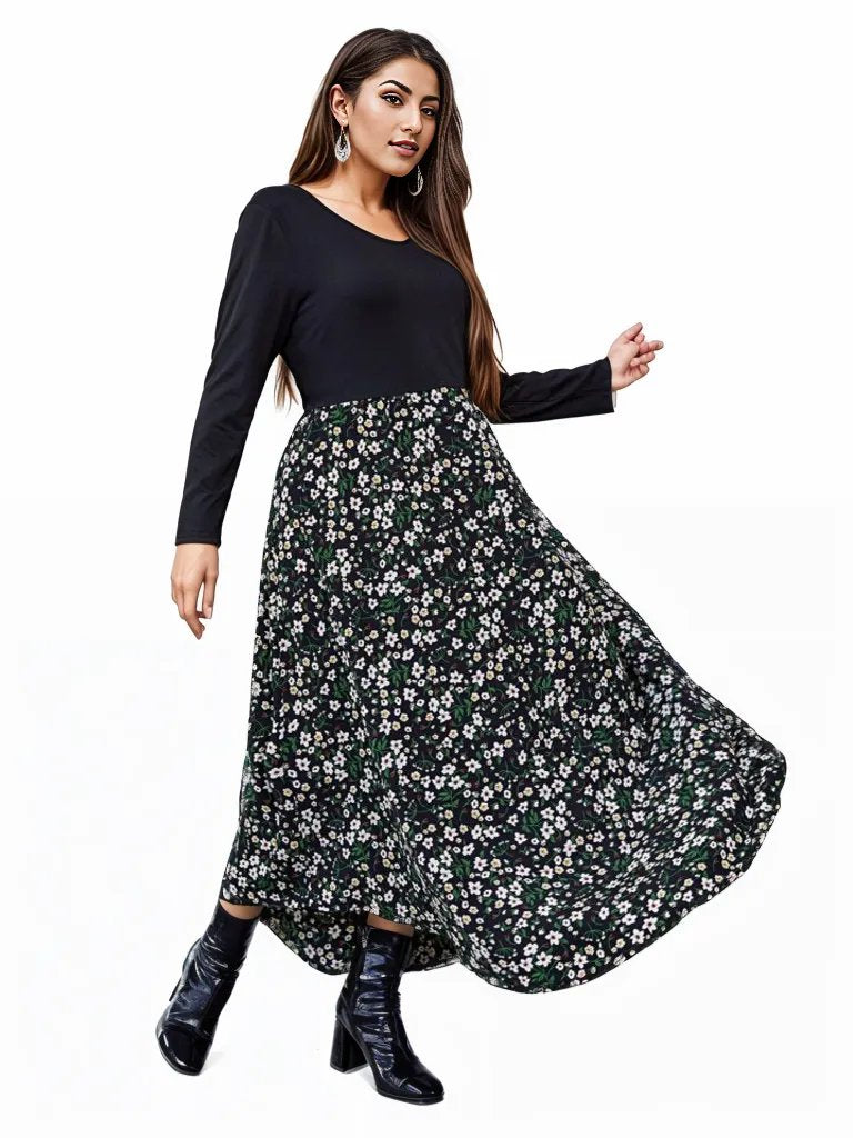 Ditsy Floral maxi dress plus size XD21