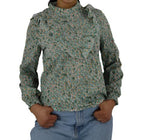Ditsy Frill Floral Print Blouse Chiffon XD21