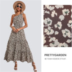 Ditsy floral one shoulder tie maxi dress XD21
