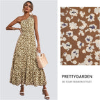 Ditsy floral one shoulder tie maxi dress XD21