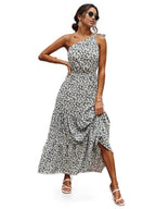 Ditsy floral one shoulder tie maxi dress XD21