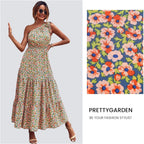 Ditsy floral one shoulder tie maxi dress XD21