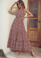 Ditsy floral one shoulder tie maxi dress XD21