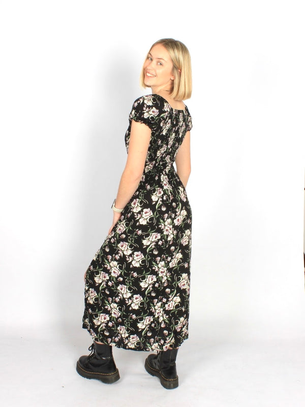 Ditsy floral slit maxi dress