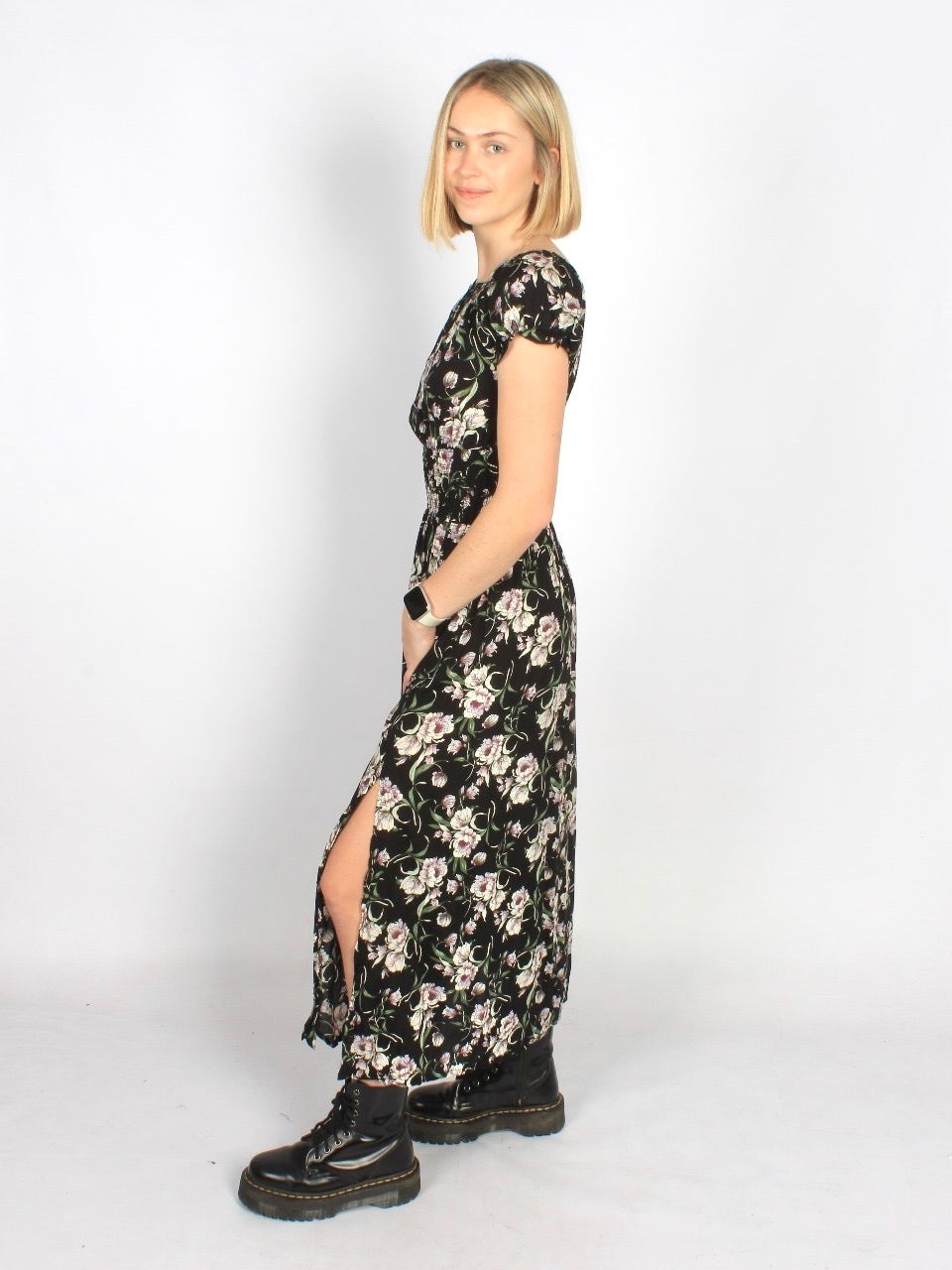 Ditsy floral slit maxi dress XD21