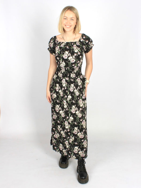 Ditsy floral slit maxi dress
