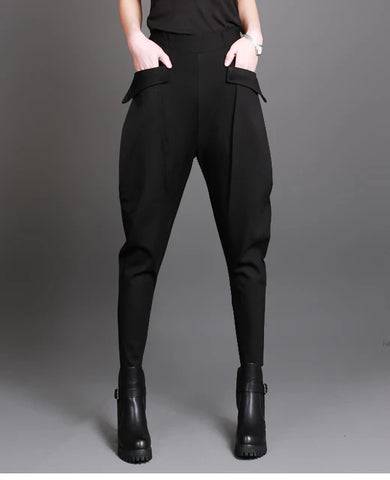 elastic waist solid sweatpants with pocket - XD21