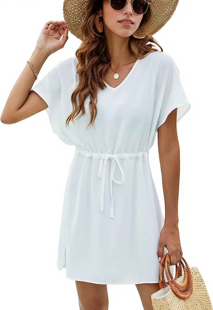 Drawstring Short Sleeve Summer Mini Dress XD21
