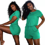 Drawstring Shorts Jumpsuit Romper XD21