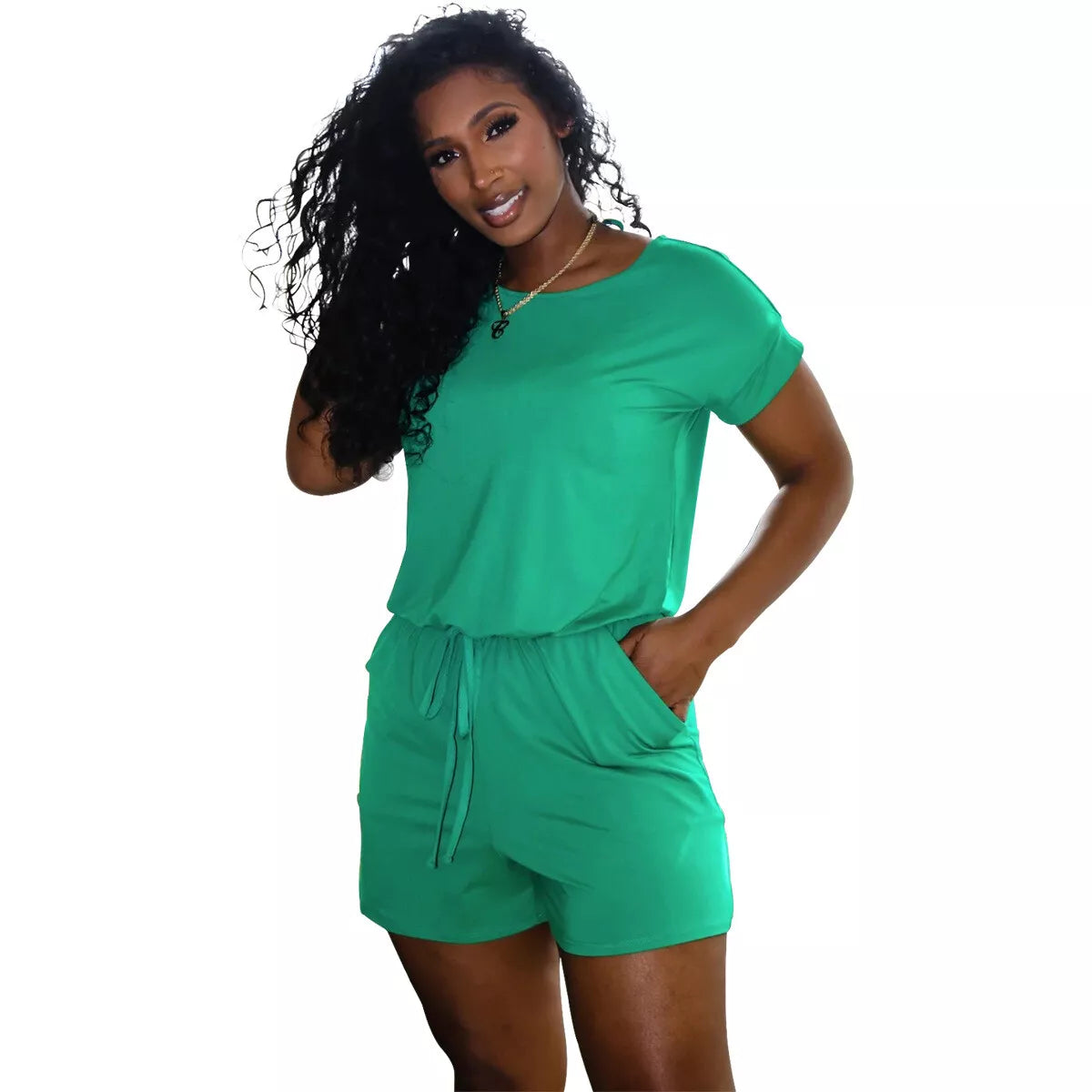 Drawstring Shorts Jumpsuit Romper XD21