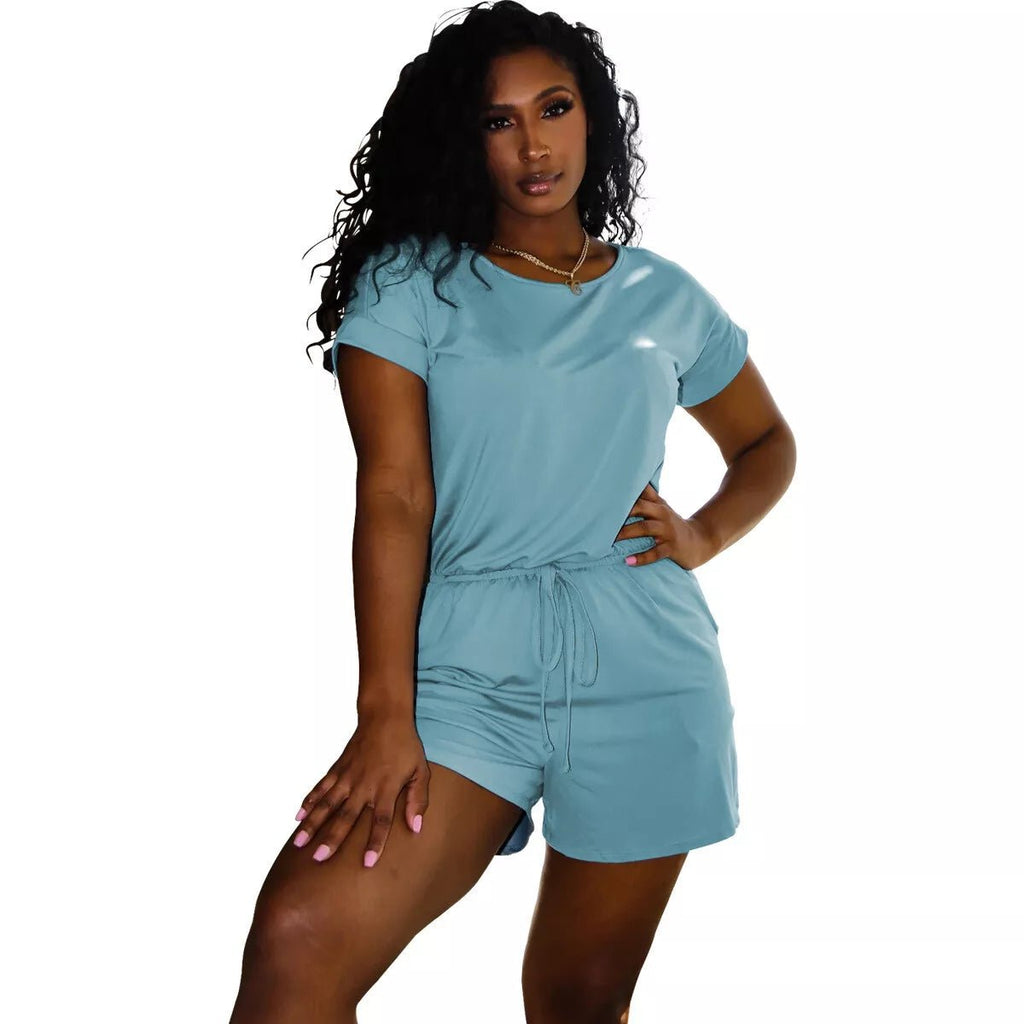 Drawstring Shorts Jumpsuit Romper XD21