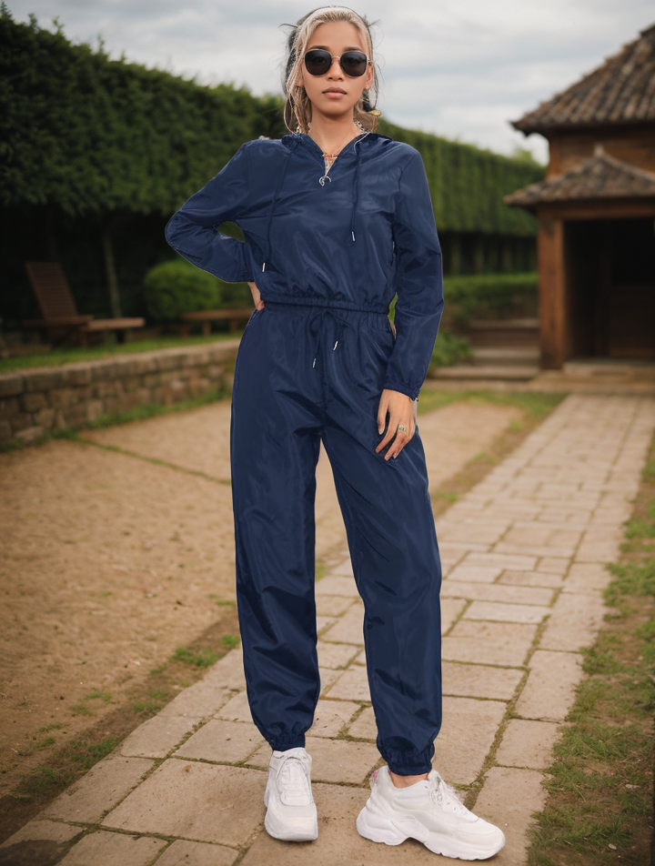 Drawstring Sweatshirt With Zip and Hoodie & Sweatpants Set XD21