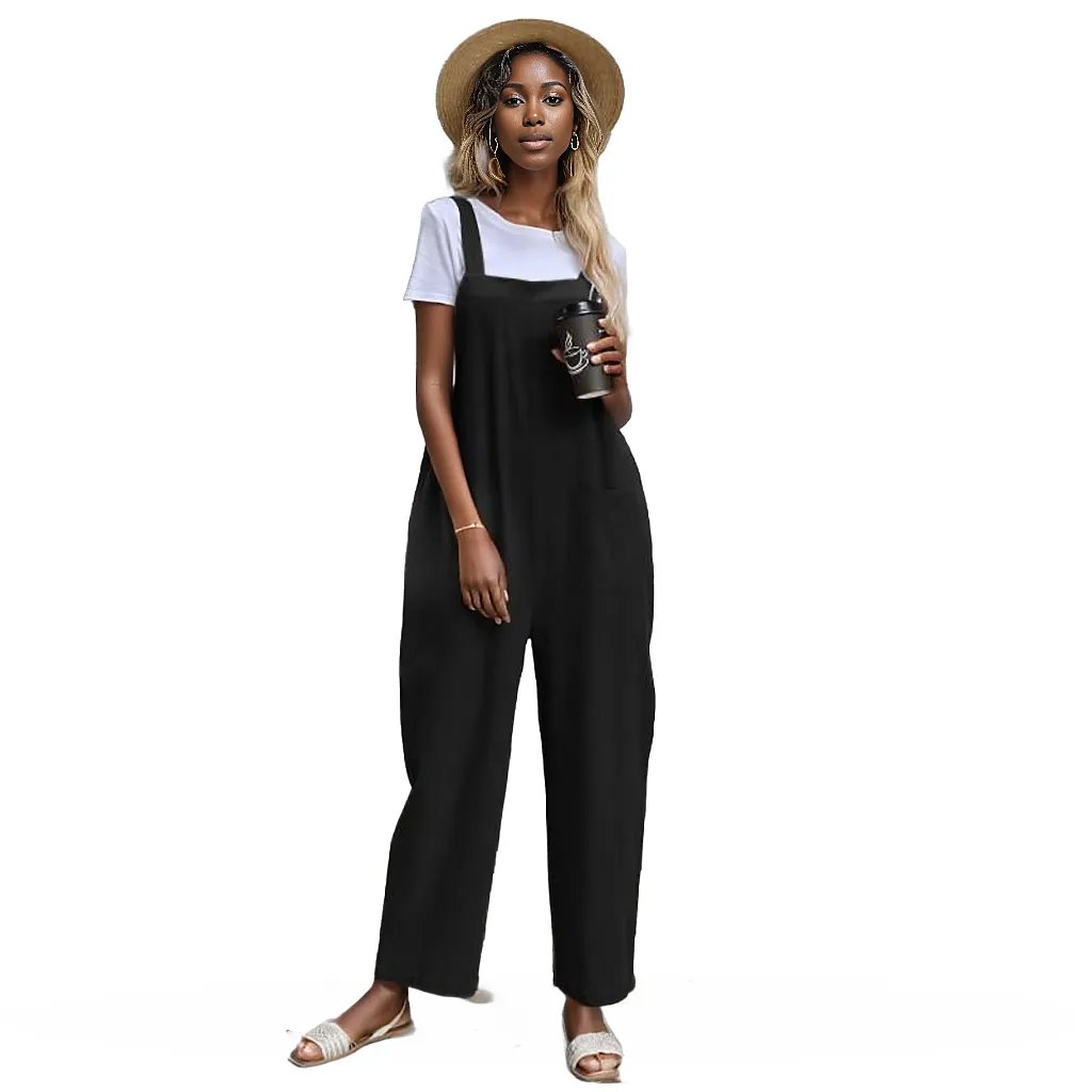 Dual Pocket Solid Overall Jumpsuit Without Tee XD21