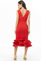 Sleeveless 3D Three-Dimensional Skirt V-Neck Evening Dress