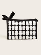 Tweede Check Cosmetic Bag with Bow - Chic & Elegant Organizer