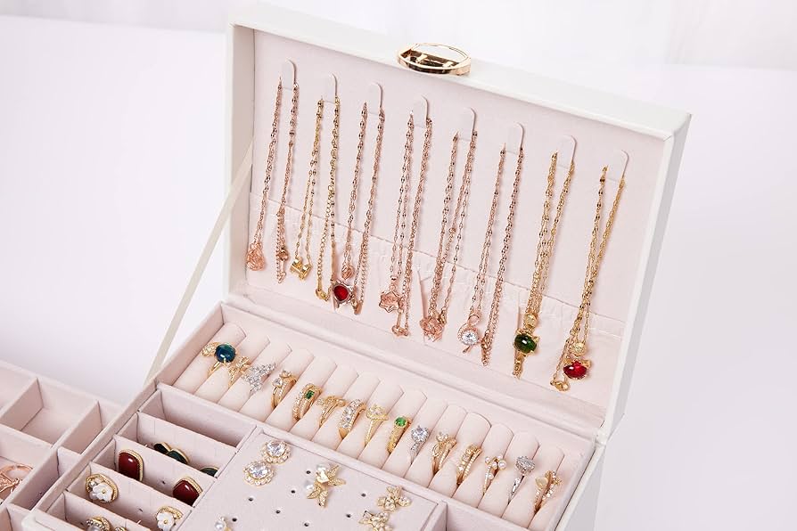 Large Pink Jewelry Organizer Box - Elegant Multi-Layer Storage