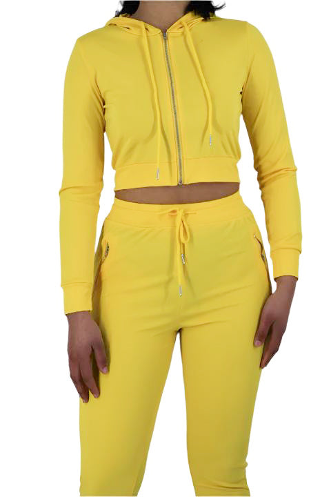 Bright Colour Two Piece Hoodie Zipper Set