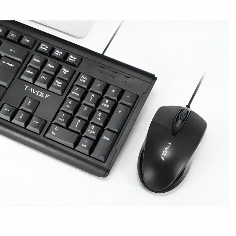 T-WOLF TF500 Keyboard and Mouse Combo USB Wired Keyboard